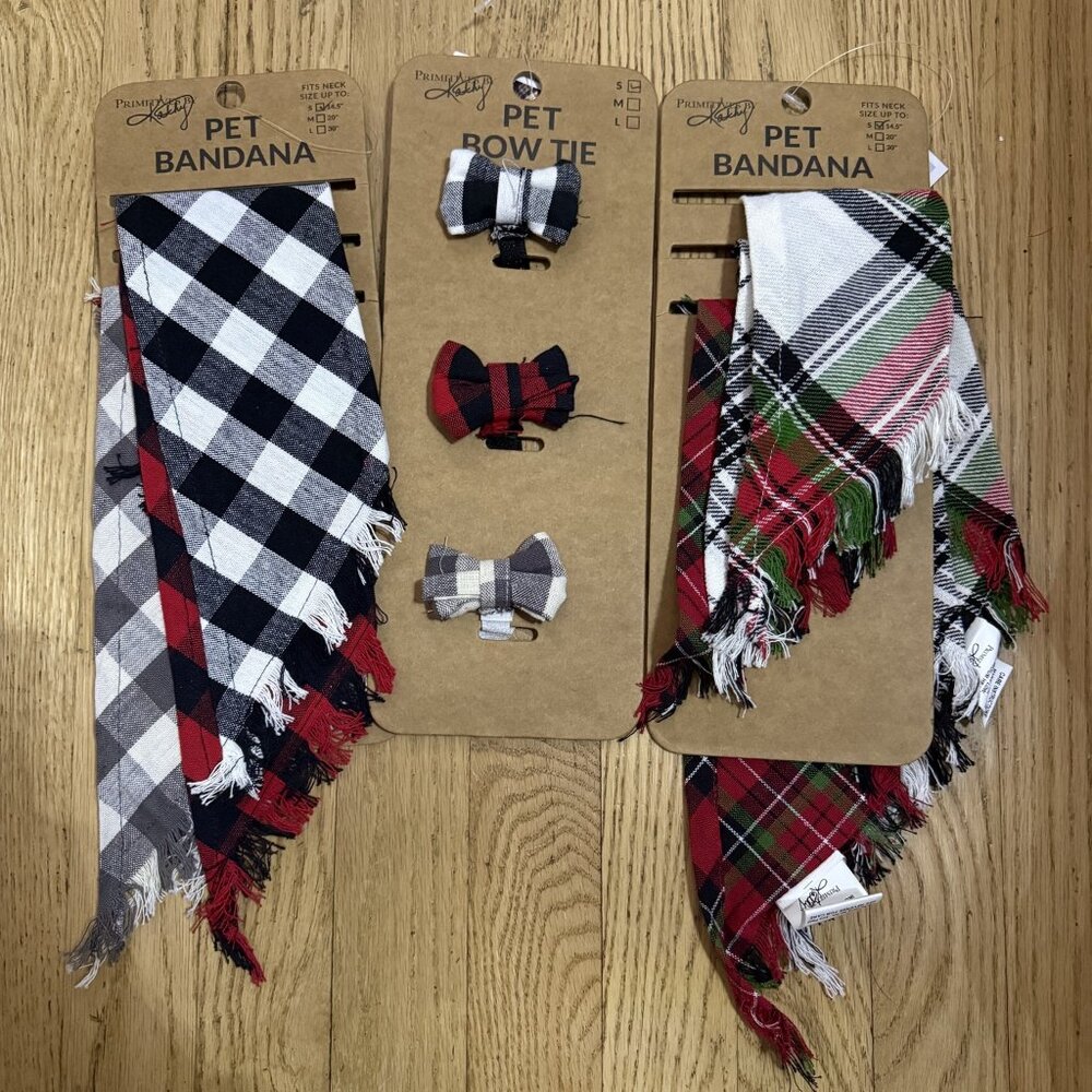 Primitives By Kathy Plaid Dog Bandanas & Bow Ties Size Small